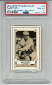 1992 SPORTS CARDS NEWS OLD TIME TOBACCO CARDS #46 BABE RUTH RED SOX PSA 10 RARE - Picture 1 of 2