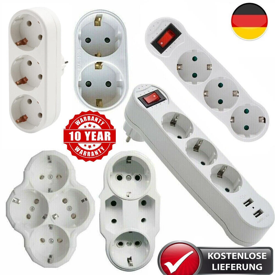 MARKENLOS Steckdosenleiste Mehrfachsteckdose Steckdose Euro Mehrfachstecker 2 3 4 fach