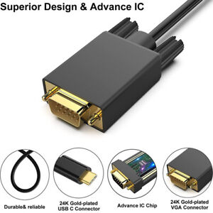 USB-C auf VGA Adapterkabel für Monitor Projektor TV Display FULL HD 1080P
