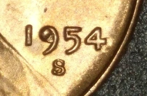 1954 S LIncoln wheat cent penny Die Chip filled 9 error date 015 - Picture 1 of 3