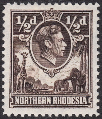 Rhodesia del Norte 1951 SC# 26 - Rey Jorge VI - Elefantes - M-H Foto 1 de 2