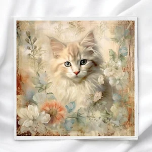Bloque de edredón de panel de tela vintage para gatos para acolchar manualidades costura - Imagen 1 de 2