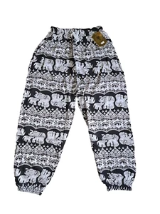 Elephant Pants Womens Size 25-10 Black Print Elephant Harem Boho Pocket - Picture 1 of 7
