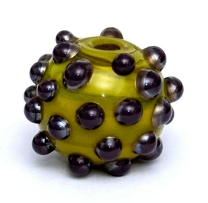 STUNNING ROUND LAMPWORK GLASS FOCAL BEAD, HANDMADE IN UK, 20 MM, EARTHY COLOURS - Picture 1 of 1