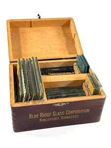 Antike Blue Ridge Glass Corp Verkäufer Musterbox KOMPLETT Kingsport TN - Bild 1 von 11