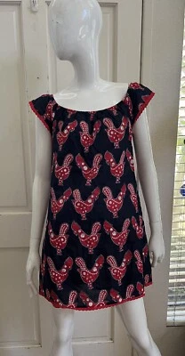 COREY LYNN CALTER Anthropologie ¡NUEVO! Vestido recto estampado pájaro lentejuelas azul/rojo talla 2 Foto 1 de 4