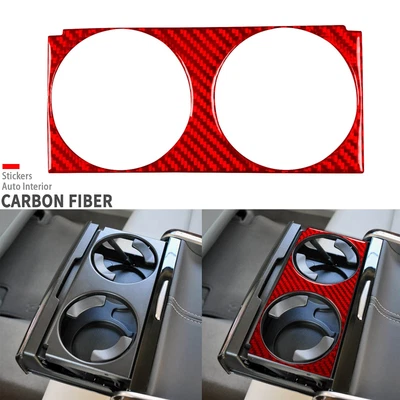 Cubierta de panel portavasos de agua trasero de fibra de carbono rojo para Cadillac XTS 2013-19 Foto 1 de 4