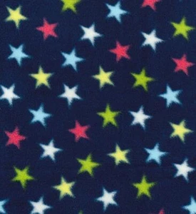 Printed Polar Fleece Fabric Material - MULTI STARS NAVY - Picture 1 of 1