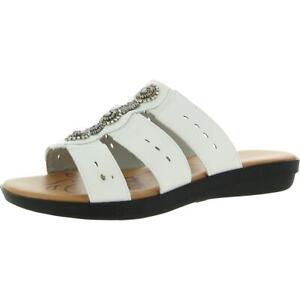 Easy Street Womens Nori White Slide Sandals Shoes 6.5 Wide (C,D,W) BHFO 2503