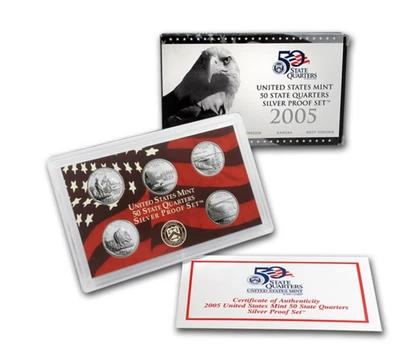 2005 US Mint 50 State Quarters Silver Proof Set COA OGP 2005 Uncirculated  - Image 1 of 4