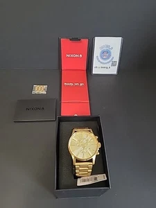 Authentic Nixon Sentry Chrono All Gold Watch 42mm A386 502-00 - Picture 1 of 11