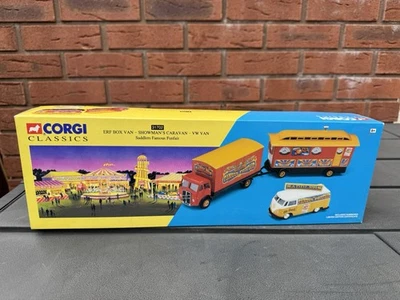 Corgi 31702 ERF Box Van - Showmans Caravan - VW Saddlers Famous Funfair - NEW - Image 1 of 4