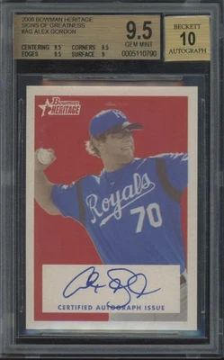 2006 Bowman Heritage Signs Of Greatness Alex Gordon Gem Mint BGS 9.5 10 Auto - Image 1 of 2