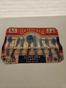 Bestmaid Children's Plastic Blue Table Ware In Packaging 2 Sets - Picture 1 of 2