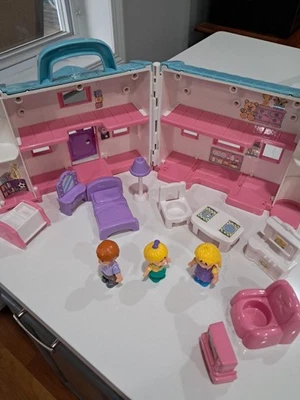 RARO DE COLECCIÓN ~ AZUL ~ CAJA DE JUGUETES ~ CASA DE MUÑECAS PLEGABLE N GO/JUEGO ~ PIEZAS ADICIONALES (12) ~ ¡USADO EN EXCELENTE ESTADO!  Foto 1 de 4