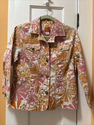 Chaqueta para mujer pequeña corazón de palma, patrón de mezclilla naranja/rosa Foto 1 de 4