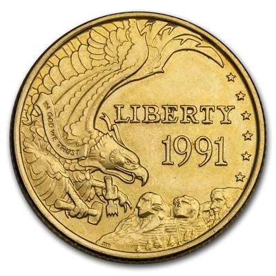 1991-W Gold $5 Commem Mount Rushmore BU (Capsule Only) - Image 1 of 2