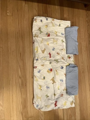 Pottery Barn Kids Dog puppy FULL duvet cover With  Gingham Shams - Image 1 of 4