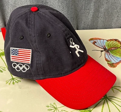 New Era 9TWENTY USA Olympic Games Tennis Cap Hat Red Bill Navy Blue OSFM - Image 1 of 4