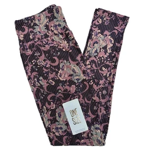 NEW OS Lularoe Leggings One Size (sz 2-10) Geometric Floral Buttery Soft Stretch - Picture 1 of 9
