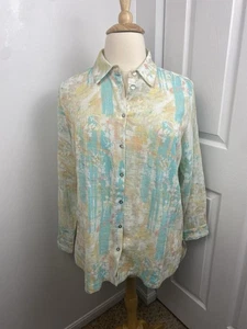 Soft Surroundings XL Tunic Artsy Floral 100% Cotton Bohemian Beachy - Picture 1 of 12