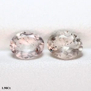 1.90 Ct VVS [2Pcs Pair] Phenomenal Oval 7.7 x 6 MM Red Dots STRAWBERRY QUARTZ - Picture 1 of 5
