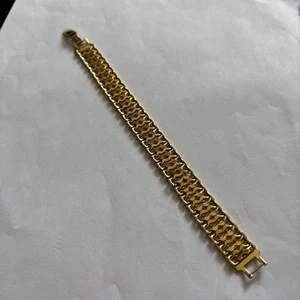 "Brazalete elegante vintage de eslabones tejidos tono dorado Monet 7,5""" - Imagen 1 de 7