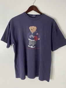 POLO Ralph Lauren Hombres Polo Oso Baloncesto EE. UU. Gráfico Manga Corta Camisa L - Imagen 1 de 6