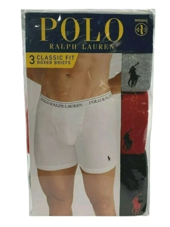 Polo Ralph Lauren Large Set of 3 Classic Fit Boxer Briefs Wicking Cotton