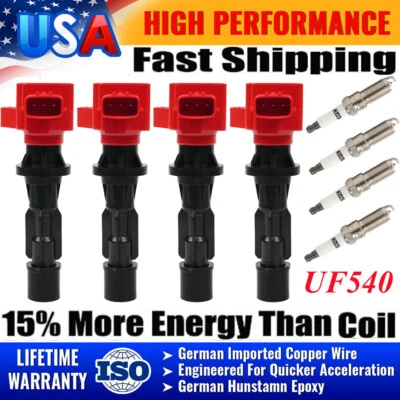 4 bobinas de encendido de energía y bujía para Mazda 3 6 MX-5 Miata CX-7 2,0 L 2,3 L 2,5 L Foto 1 de 4