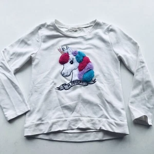 Btween Girls Unicorn Fluffy Mane Soft Sweatshirt White Top Size 10 - Picture 1 of 5