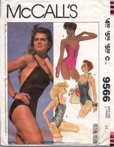OOP McCalls 9566 Bathing Suit Swimsuit Sewing Pattern Size 16 Brooke Shields - Picture 1 of 2