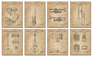 8 stampe artistiche da parete brevetto jazz (8x10) regali per musicisti decorazione studio musicale - Foto 1 di 17