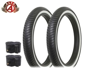 2 ALTA BICYCLE WIRE BEAD FAT TIRES 20 x 3.00 BLACK/WHITE SLICK RIDER W/TUBES. - Picture 1 of 3