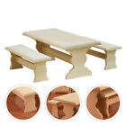  3tlg Puppenstube Tisch und Stuhl Set Modell Holzornamente Miniaturmöbel