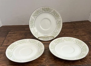 (3) Vintage 6” Saucers Springtime by Taihei China Pink & Blue Flowers Japan - Picture 1 of 5