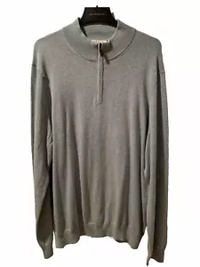 Mens Wearhouse Abboud Sea Glass Blue Green Quarter Zip Pima Cotton Sweater 3XLT - Picture 1 of 18