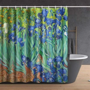 72"L×72"H Bathroom Shower Curtain Set with Hooks, Irises by Vincent Van Gogh - Picture 1 of 8