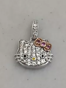 Hello Kitty Anhänger Kimora Lee Simmons rosa weiße Kristalle Sterling☜� - Bild 1 von 4