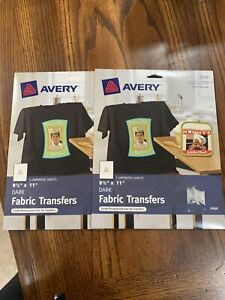 LOT OF 2  Avery 3279 CUSTOM TRANSFERS Fabric T-shirts Printable Iron-On 8.5x11