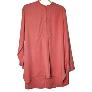 Soft Surroundings Womens Coral Tunic Top L Modal Long Sleeve Button-Up Oversized - Picture 1 of 9