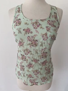 Xhilaration Size XS Floral Green Tank w/Grey Striped Back Racerback - Picture 1 of 7