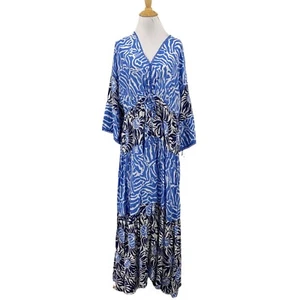 Diane Von Furstenberg Dress Womens M Medium Boris Midi Silk Blend Tie Sleeves - Picture 1 of 15