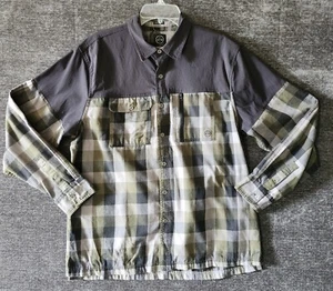 Wrangler ATG Shirt Size L Black Green Plaid Zip Pocket Long Sleeve - Picture 1 of 11