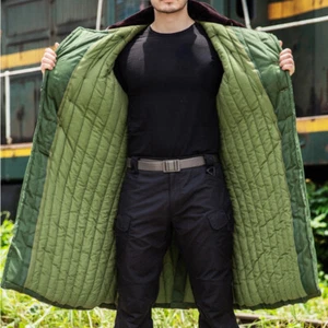 Men Longline Coat Thermal Tops Faux Fur Collar Double-breasted Thicken Back Slit - Picture 1 of 11