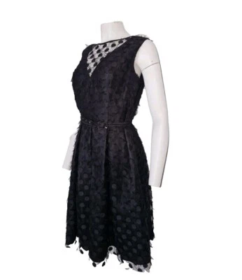 Worth Women Dress Black Classic A-Line Style Belted Flare Size 8 Medium NEW $599 - Image 1 of 4