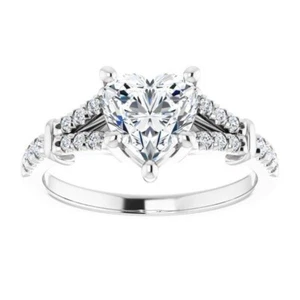 1 ct Heart Cut D-VVS1 Moissanite Wedding Engagement Ring S925 Sterling Silver - Picture 1 of 12