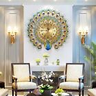 Large Peacock Wall Clock 27 in Non Ticking Silent Crystal Creative Modern Clock