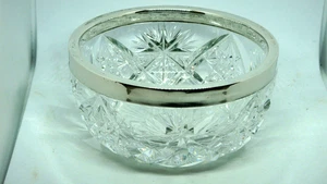 ANTIKE DEUTSCHE 800 SILBER RAND GESCHLIFFENE GLASSCHALE - SEHR SCHÖN - Bild 1 von 4