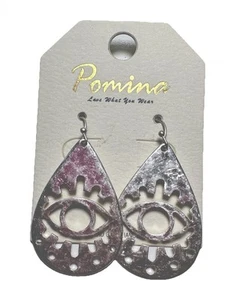 New Pretty Pomina Dangle Hook Silver Color Earrings - Picture 1 of 4